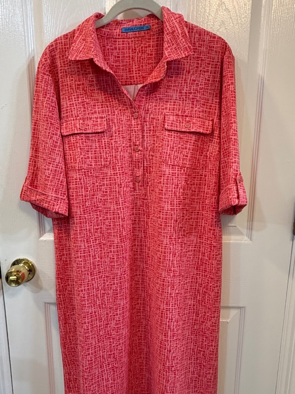 J.McLaughlin The Lawrence Dress XL - Coral &Light Coral print. Catalina Cloth